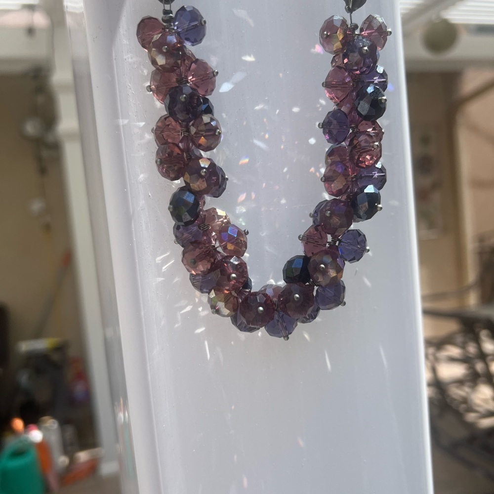 Elegant Beaded Necklace with Black Ribbon